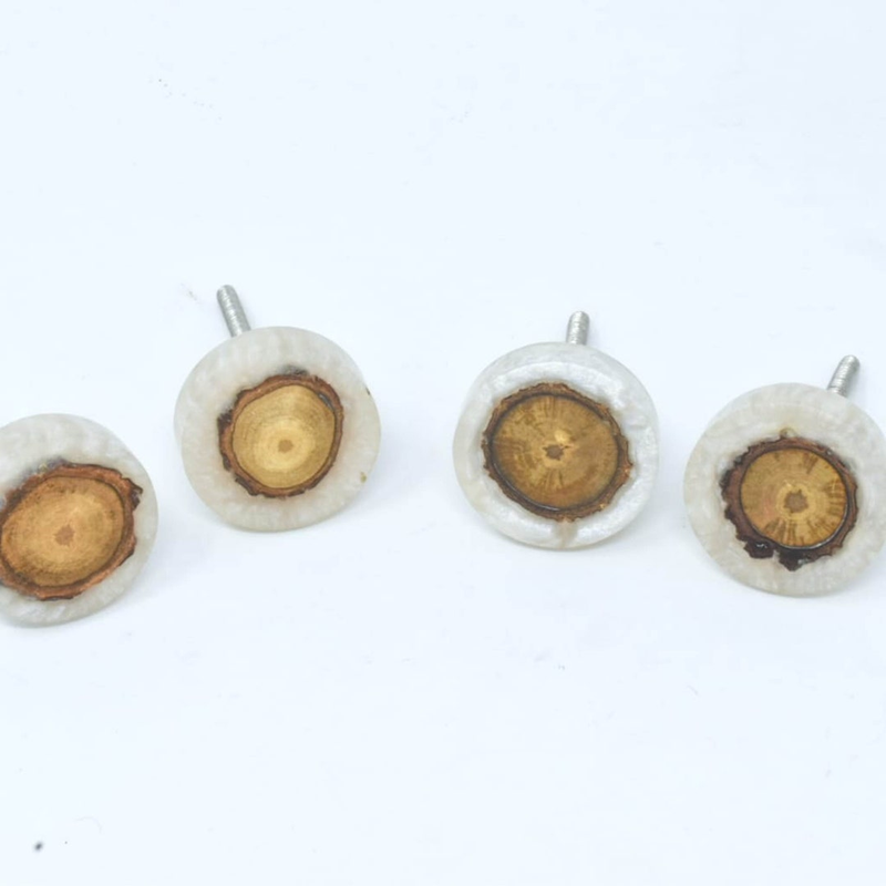 Wooden & Resin Round White Color Cabinet Drawer Pull /Drawer Knobs/Round Kitchen Cabinet Handle or  Decorative  Dresser Knob,Pull(SET OF 10)