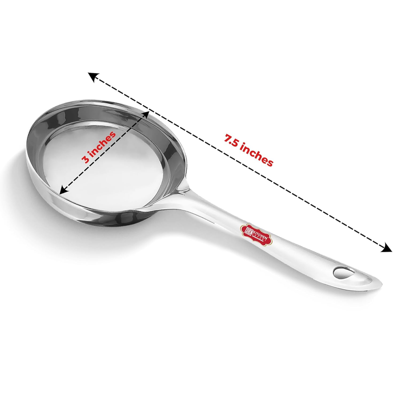 Kitchen Expert - Steel Dosa Spoon  | Stainless Steel | Flat Base Spatula | Dosa Pouring Ladle | 1 pc